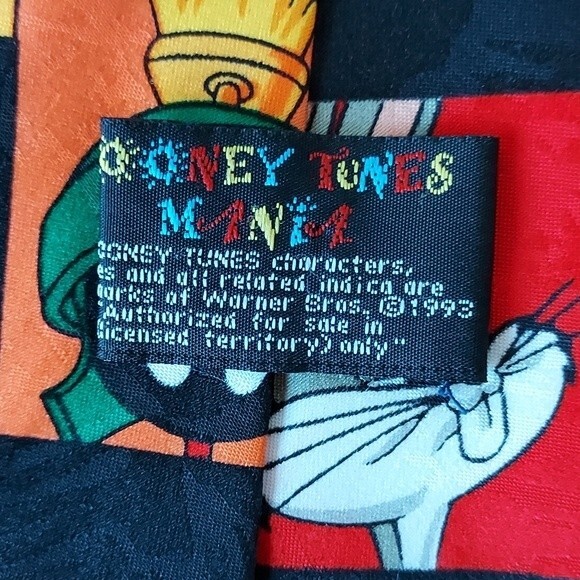 VINTAGE 1993 LOONEY TUNES MANIA Black Tie Bugs Bunny Tweety Bird Novelty - Picture 2 of 2